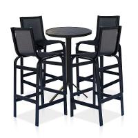 Conjunto Mesa Bistrô Com 4 Banquetas Para área Externa - Preto - 1
