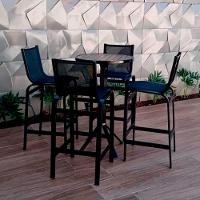 Conjunto Mesa Bistrô Com 4 Banquetas Para área Externa - Preto - 2