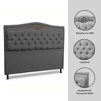 Cabeceira Estofada Box Casal King Size 195cm Linho Grafite - 5