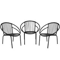 Conjunto Com 3 Cadeiras De área Pretas Eclipse - 1