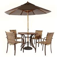 Kit 4 Cadeiras Fibra e Mesa Tampo e Ombrelone Marrom - 2