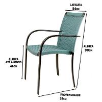 Kit 4 Cadeiras Ascoli Fibra Sintética Azul Turquia Mesa Tampo Ripado Preta E Ombrelone Central Bege - 4