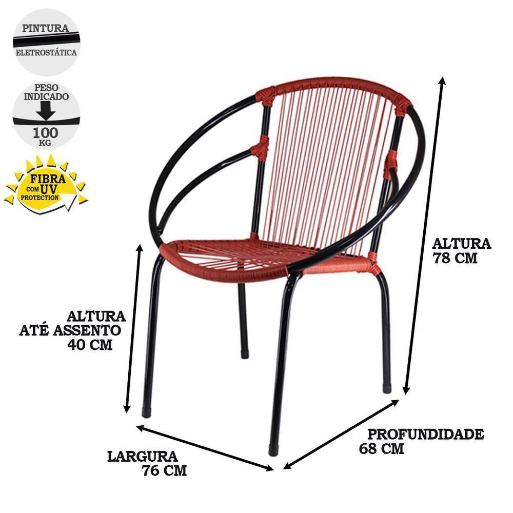 Kit Com 3 Cadeiras Eclipse De área Vermelho - 3