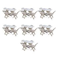 Kit 7 Conjuntos De Mesa Dobravel Com 4 Cadeiras De Madeira 120X70 Para Restaurante E Bar - Sem Pintu - 1