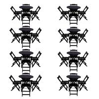 Kit 8 Jogos De Mesa Dobravel Com 4 Cadeiras Tampo Redondo 70X70 Preto - Preto - 1