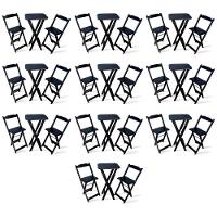 Kit De 10 Conjuntos Dobrável Bistrô Preto De Mesa Com 2 Cadeiras - 1