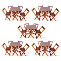 Kit De 5 Conjuntos De Mesa Dobrável 70x70 Com 4 Cadeiras Imbuia Cor: Marrom - 1