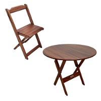 Mesa Dobrável De Madeira Redonda 90cm Com 6 Cadeiras Imbuia Cor: Marrom - 7