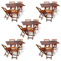 Kit De 5 Conjuntos De Mesa Dobrável 70x110 Com 4 Cadeiras Imbuia Cor: Marrom - 1