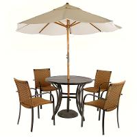 Kit 4 Cadeiras Fibra Oliva Estonado Com Mesa Tampo Preta e Ombrelone Bege - 2