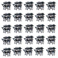 Kit De 20 Conjuntos De Mesa Dobrável 70x110 Com 4 Cadeiras Preto Cor: Preto - 1