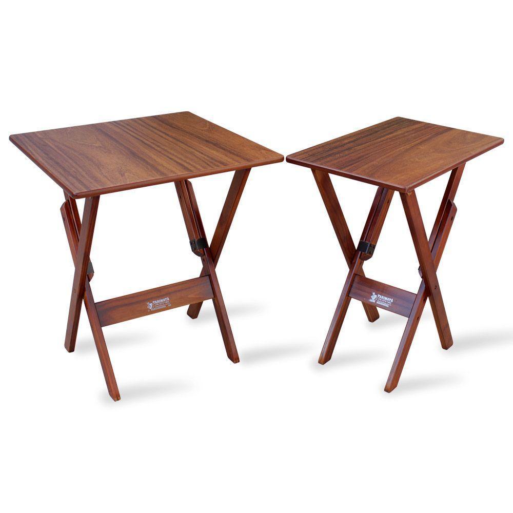 Jogo De Mesa Dobrável 60x60 Com 2 Cadeiras E Mesa Aparador Imbuia - 6