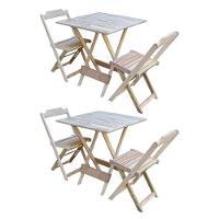 Kit 2 Conjuntos De Mesa Dobravel Com 2 Cadeiras De Madeira 70x70 Ideal Para Bar E Restaurante - Sem - 1