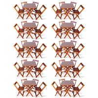 Kit De 10 Conjuntos De Mesa Dobrável 70x70 Com 4 Cadeiras Imbuia Cor: Marrom - 1