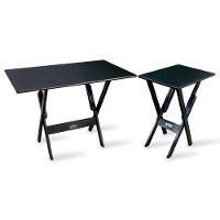 Conjunto De Mesa 1,10x70 E Mesa Aparador Dobrável Com 6 Cadeiras Preto Cor: Preto - 6