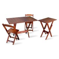 Conjunto De Mesa 1,10x70 E Mesa Aparador Dobrável Com 2 Cadeiras Imbui - 1