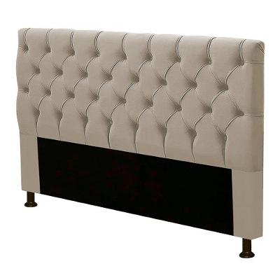 Cabeceira Box Casal Queen Size Cristal 160cm Suede Bege