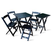 Conjunto De Mesa Dobrável 70x70 Com 4 Cadeiras Mais Mesa Aparador Preto - 1