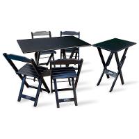 Conjunto De Mesa 1,10x70 E Mesa Aparador Dobrável Com 4 Cadeiras Preto Cor: Preto - 1