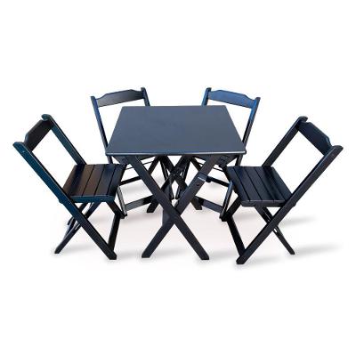 Kit De 10 Conjuntos De Mesa Dobrável 60x60 Com 4 Cadeiras Preto Cor: Preto