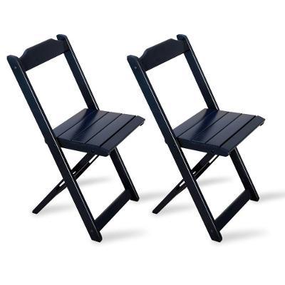 Conjunto De Mesa Dobrável 70x70 Com 2 Cadeiras Preto Cor: Preto