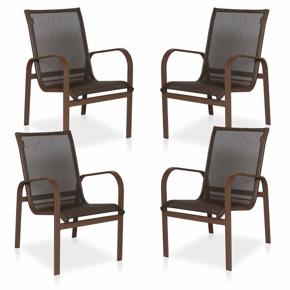 Conjunto 4 Cadeiras Para , área Externa, Gourmet E Jardim - Marrom - 1