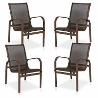 Conjunto 4 Cadeiras Para , área Externa, Gourmet E Jardim - Marrom - 1