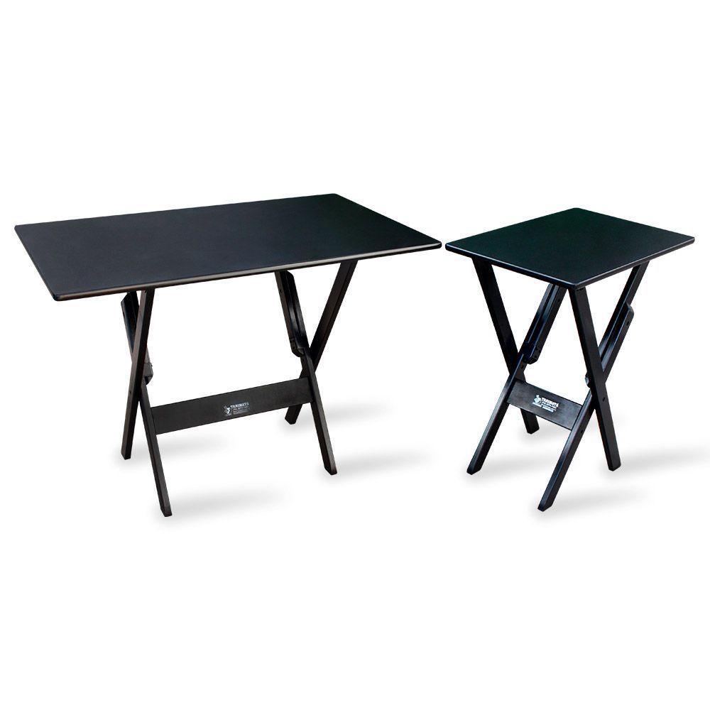 Conjunto De Mesa Dobrável 1,10x70 Com 4 Cadeiras Mais Mesa Aparador Preto - 6