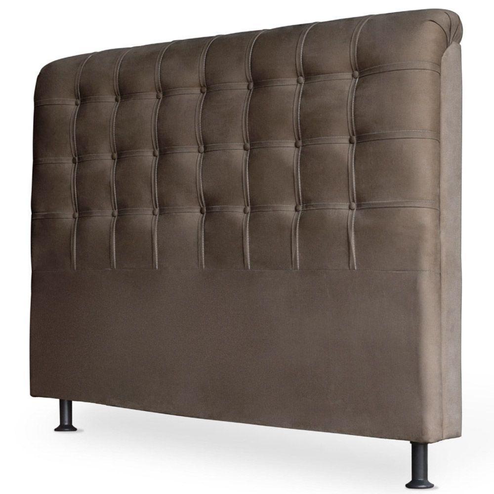 Cabeceira Estofada Box Casal King Louise 195cm Suede Marrom - 1