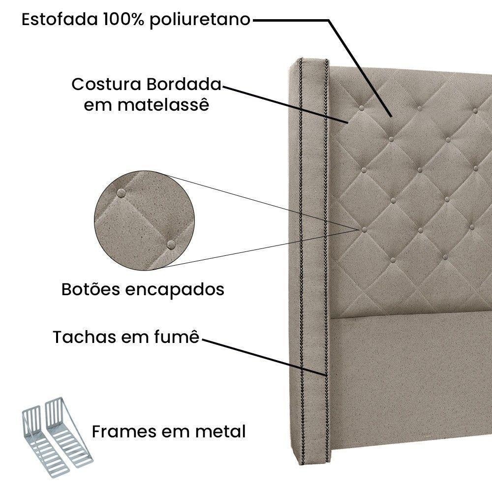 Cabeceira Box Casal Queen Size 160cm Linho Rústico Areia - 3