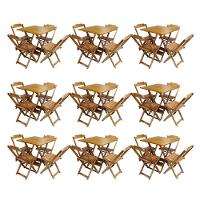 Kit 9 Jogos De Mesa Dobravel Com 4 Cadeiras De Madeira 70X70 Para Restaurante E Bar - Mel - 1