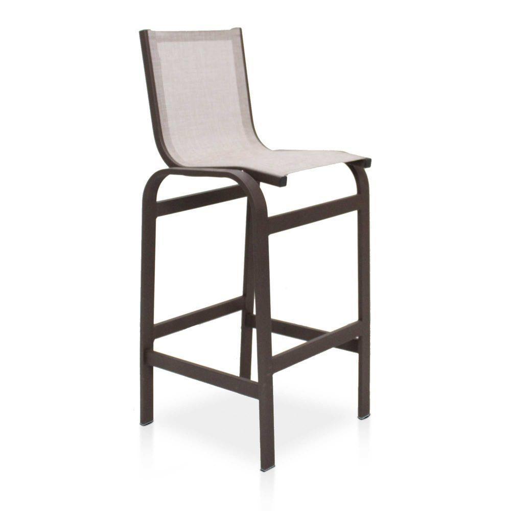 Banqueta Alta Para Balcão, Mesa Bistrô, área Externa - Marrom E Tela Café Com Leite - 1