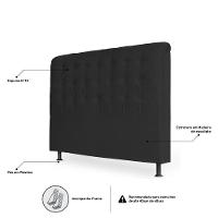 Cabeceira Estofada Box Casal King Louise 195cm Suede Preto - 3