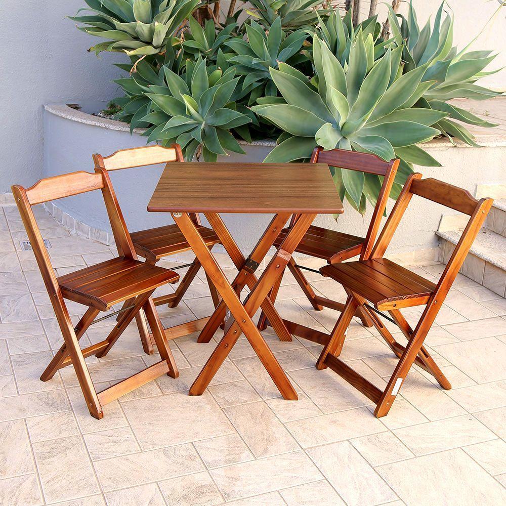 Kit 8 Conjunto Com Jogo De Mesa 70x70 Com 4 Cadeiras Dobráveis Imbúia Cor: Marrom - 6