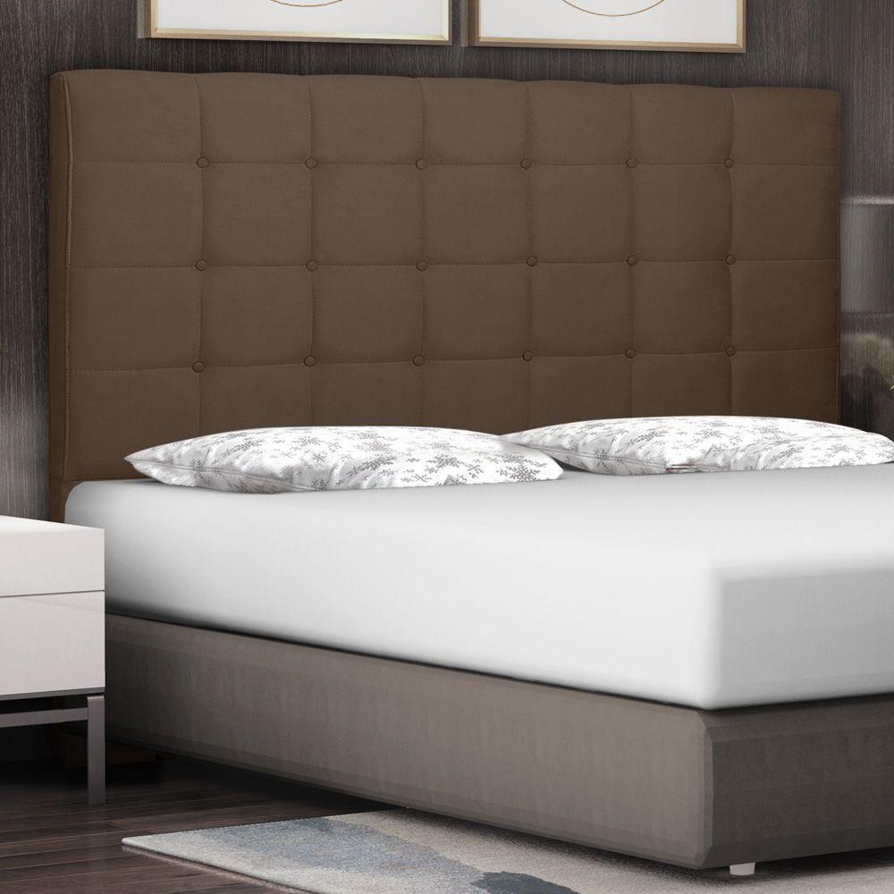 Cabeceira Estofada Box Casal King Size 195cm Suede Caramelo - 4