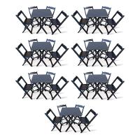 Kit 7 Conjunto Com Jogo De Mesa 60x60 Com 4 Cadeiras Dobráveis Preto - 1