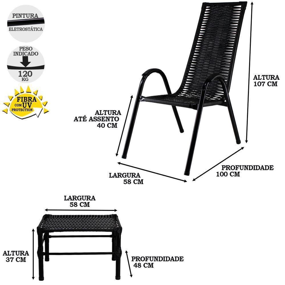 Conjunto Com 4 Cadeiras E Mesa De Centro Canadá Preto - 3