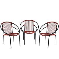 Conjunto Com 3 Cadeiras Eclipse De área, Cor Vermelho - 1