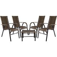 Conjunto Com 4 Cadeiras E Mesa De Centro Bela Cor Argila - 1