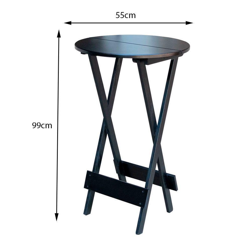 Conjunto De Mesa Bistrô De Madeira Com 2 Cadeiras Dobravel Preto - Preto - 3
