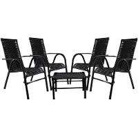 Kit Com 4 Cadeiras E Mesa De Centro Bela Preto - 1