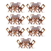 Kit 7 Conjunto Com Jogo De Mesa 60x60 Com 4 Cadeiras Dobráveis Imbúia - 1