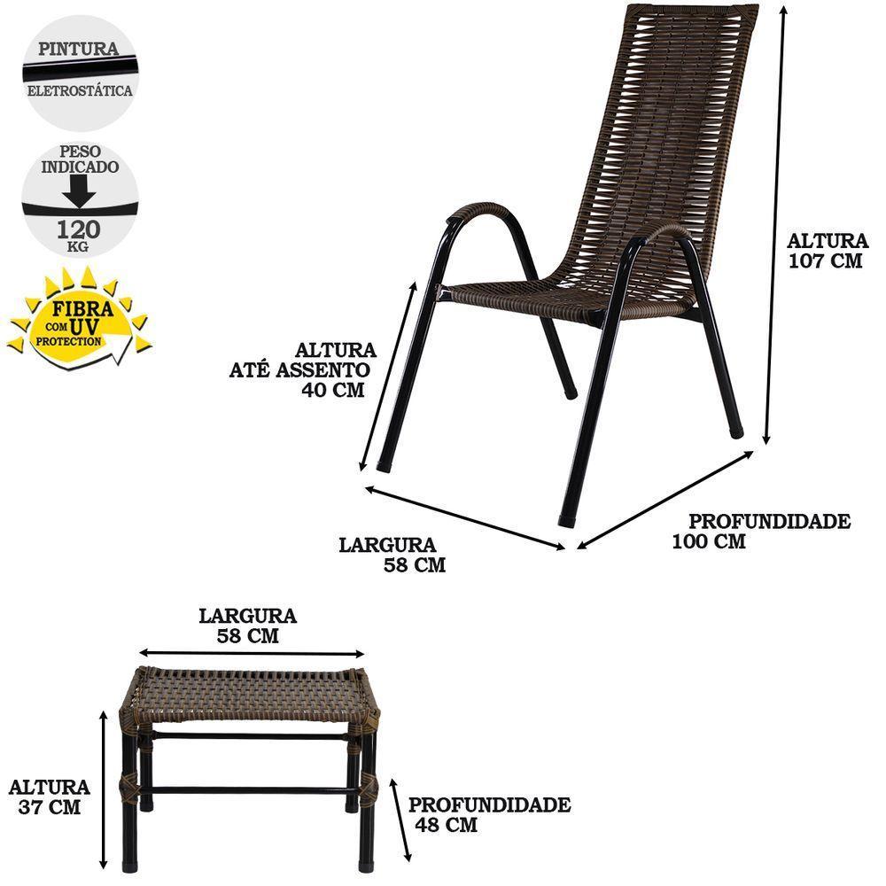 Conjunto Com 4 Cadeiras E Mesa De Centro Canadá Cor Argila - 3