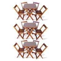 Kit 3 Conjunto Com Jogo De Mesa 70x70 Com 4 Cadeiras Dobráveis Imbúia Cor: Marrom - 1