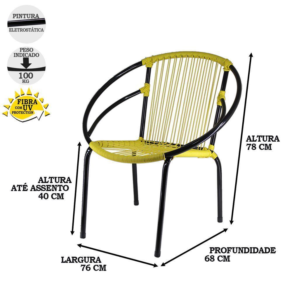 Conjunto Com 3 Cadeiras Eclipse De área Amarelo - 3