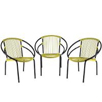 Conjunto Com 3 Cadeiras Eclipse De área Amarelo - 1