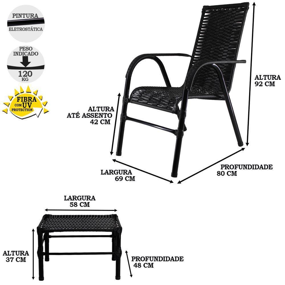Conjunto Com 4 Cadeiras E Mesa De Centro Bela - Cor Preto - 3