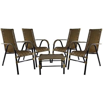 Conjunto Com 4 Cadeiras E Mesa De Centro Bela Pequi