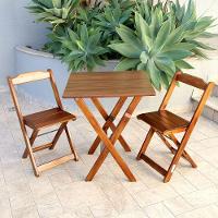 Kit De 10 Conjuntos De Mesa Dobrável 70x70 Com 2 Cadeiras Imbuia Cor: Marrom - 5