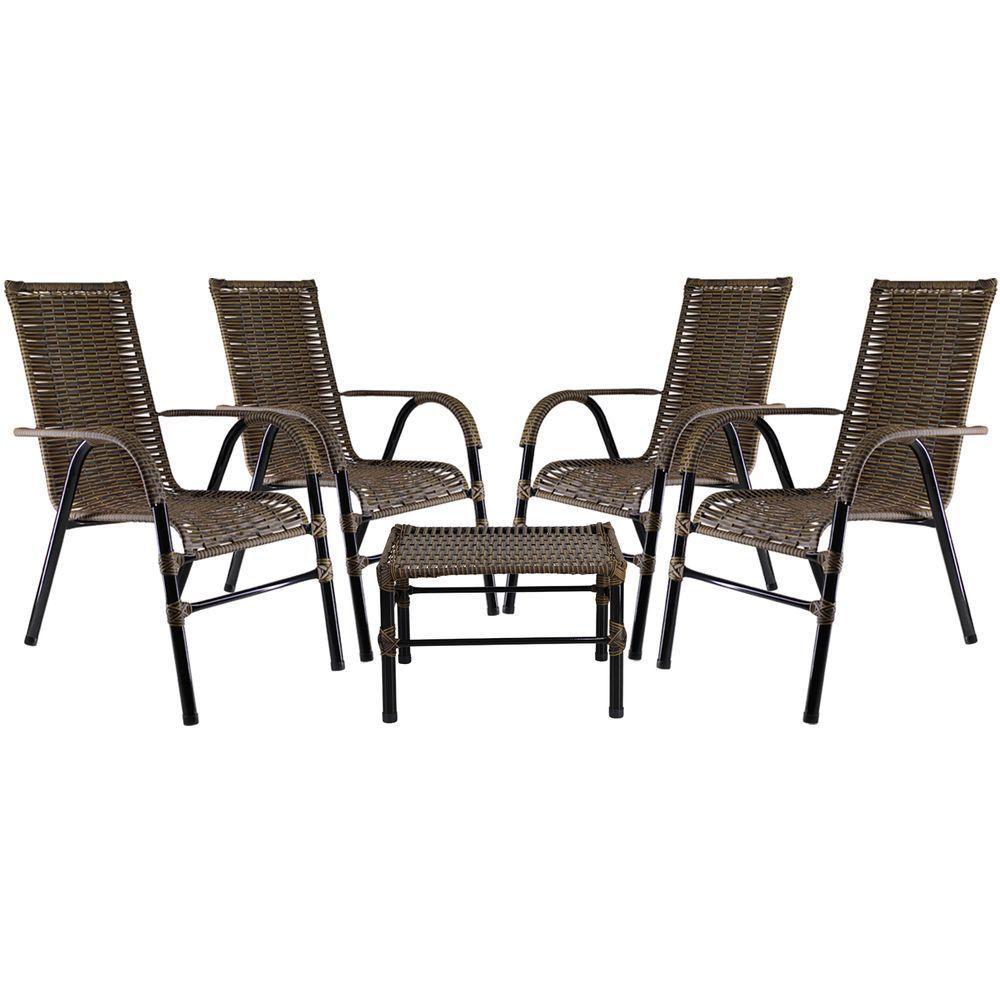 Conjunto Com 4 Cadeiras E Mesa De Centro Bela Argila - 1